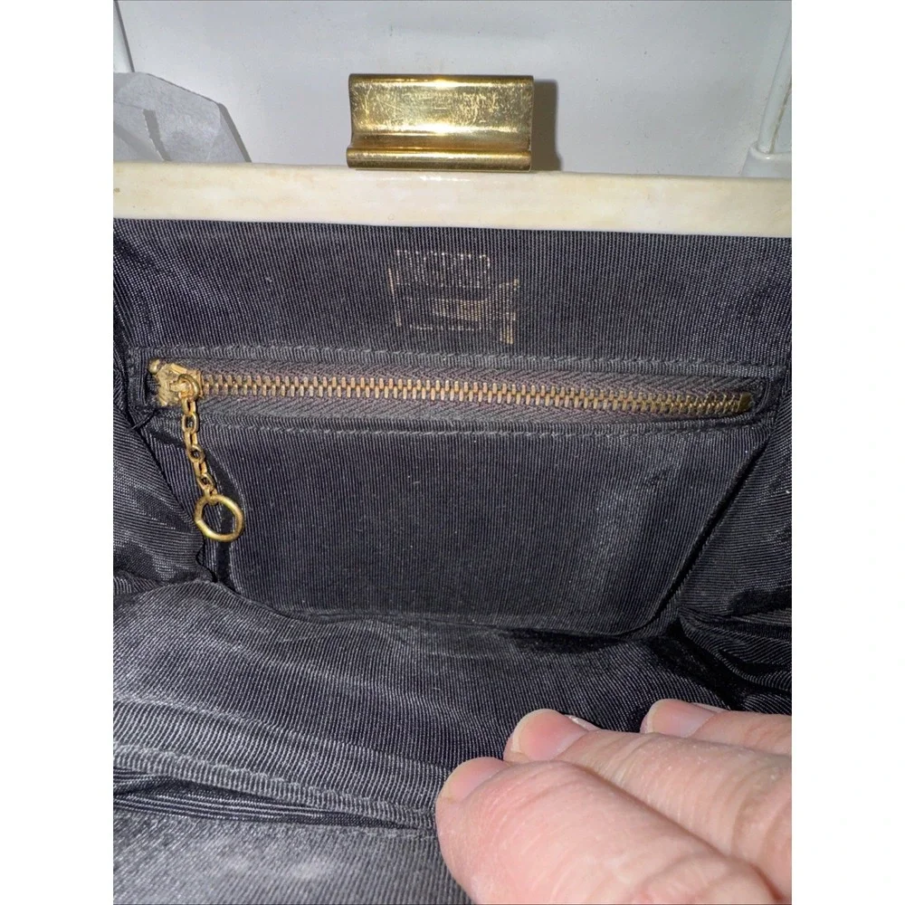Ingber black/white patent leather Purse vintage 1950's With Brass Hardware Gw993